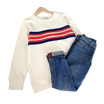 China Casual Unisex-Kid Anti-pilling Kids Boys Girls Crewneck Long Sleeve Sweatshirt Cotton Striped T-shirt For Spring Autumn for sale