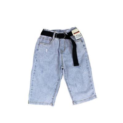 China Wholesale Unisex-Kid Summer Breathable Boys Girls Casual Jeans Distressed Hole Washed Denim Pants Cartoon Ripped Pants For Kids for sale