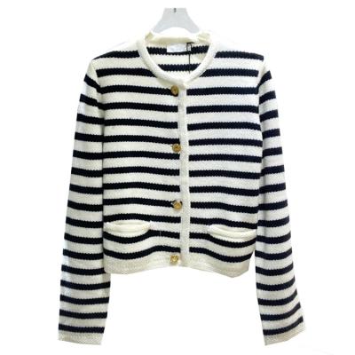 China Womens Kids Girls Breathable Wool Blend Matching Baby and Mom Clothes Striped Sweaters Cardigans Kids Soft Knits for Spring Fall for sale