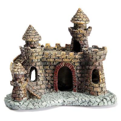 China Stocked Antique Aquarium Ornament Castle Tower Aquarium Landscape Resin Decoration for sale