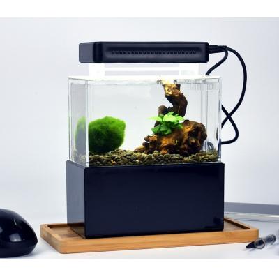 China Mini Betta Fish Tank Desktop Marine Viable Aquaponic Aquarium Fish Bowl With Water Filter Led Lightweight Portable Usb Compressor Decorations for sale