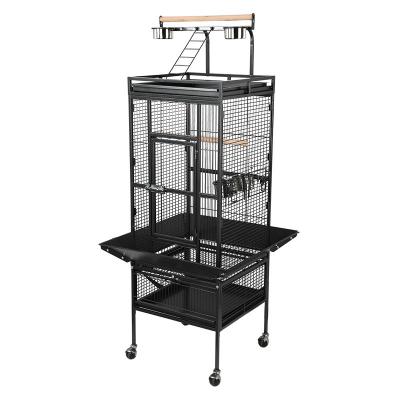 China Large Pet Breeding Bird Parrot Cages Sustainable Portable Products Double Stack With Wheels for sale