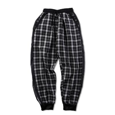 China Wholesale Logo Customized Trending Streetwear Hip Hop Style Men's Long Pants Fashion Casual Men's Breathable Plaid Loose Sweatpants for sale