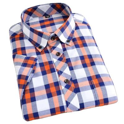 China Factory direct sale cotton polyester new fashion regular fit window pane style anti-pilling shirts man fashionable British shorts sleeve for sale