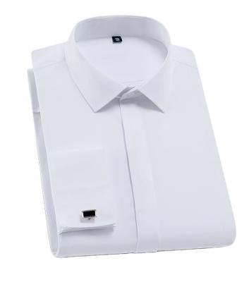 China Factory supply fashion factory supply long sleeve square button elegent slim white french formal fit soft anti-pilling fabric dress shirt for sale