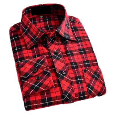 China England style plaid shirt color sleeve red and black casual flaneel anti-pilling long factory price manufacturer-supplier for sale