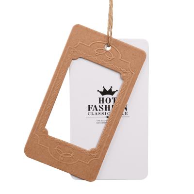 Китай Universal High-Grade Recyled Apparel Hangtag Hollowed Out Thickened Embossed Three-dimensional Concave Convex Custom Label Printing Fre продается