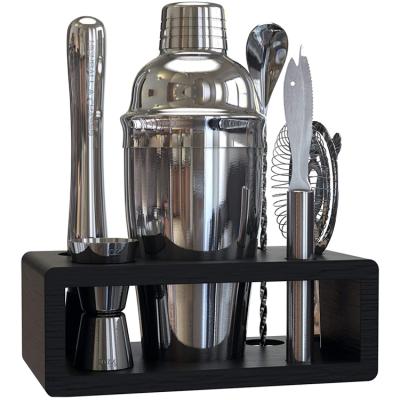 China Bars Clubs Professional Cocktail Shaker Set With Stand Bartender Kit Set With Stand for sale