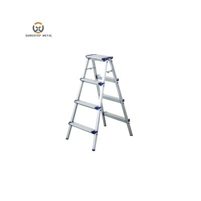 China Folding Ladders Small Double Folding Ladders Aluminum Step 3 And 4 Steps Side Ladder for sale