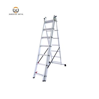 China Folding ladders 3 layers compact aluminum folding ladder, section universal aluminum ladder for sale