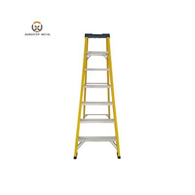 China Folding Ladders Protective Safety Insulation Fiberglass Ladder Folding Single Ladder for sale