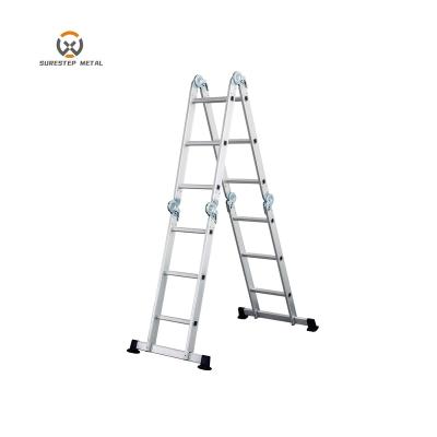 China Aluminum Multifunctional Folding Ladders En131 4x3 4x4 4x5 4x6 4Section Folding Ladders for sale