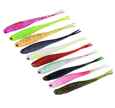 China Assured wholesale quality and quantity outdoor fishing activity silicone bifurcated tail lure shiny soft bait for sale