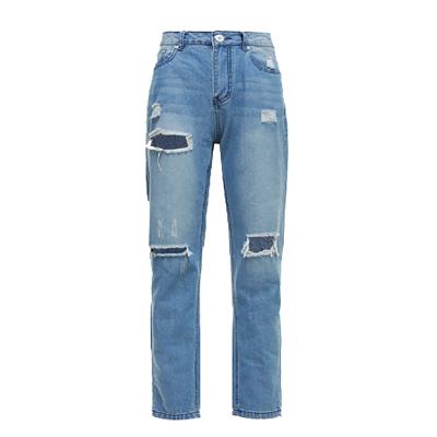 China Fashion Breathable Summer Young Girls Loose High Waisted Wash Ripped Women Jeans Wholesale Custom Made for sale