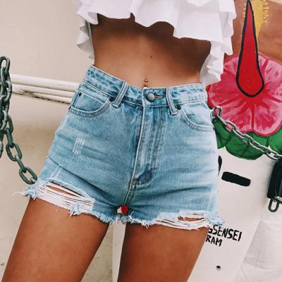 China Breathable Hot Sale Women Shorts Washed Jeans Ripped Denim Shorts Jeans for sale