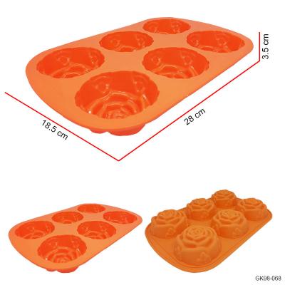 China Please consult customer service. Cake Mold (6 Cup Rose Shape) Baking Pan Mold Silicone Cake Baking Mold Rose Shape 6 Cup Silicone for sale