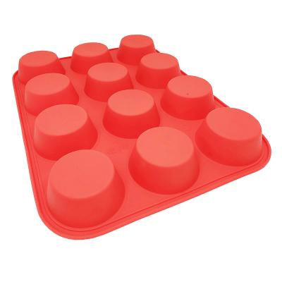 China Please consult customer service. Products sell like hot cakes food grade silicone cake mould(12-cup muffin pan) DIY round cup cake mold custom baking pan for sale