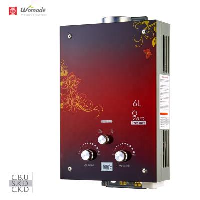 China Hotel 6L instant gas panel gas water heater skd glass type hot water heater good quality LPG NG gas geysers good price pipe water heater for sale