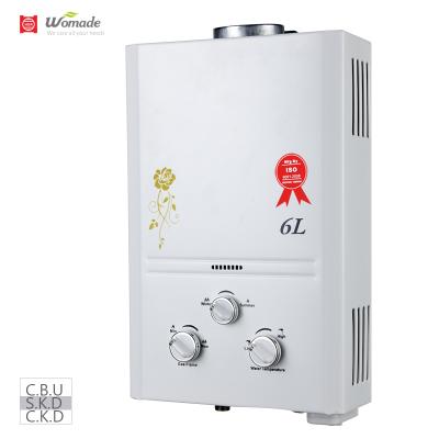 China 0 geyser 6L copper pressure geyser wall mounted heat exchanger china tankless factory outdoor flash water heaters SKD/CKD LPG for sale