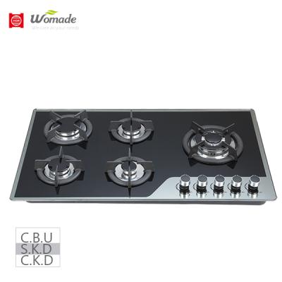 China 2021 Gas Hob 90cm Mirror Glass Hob 5 Burners Beautiful Stable Quality Easily Cleaned Built In Cooker Hob for sale