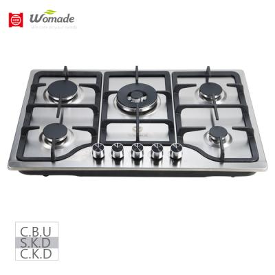 China Household 80cm 5 Burner Stainless Steel Gas Built In Hob for sale