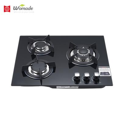 China Chinese factory china gas hob natural gas cookertop SABAF hotel 3 burner tempered glass surface gas hob built in hob parts for sale