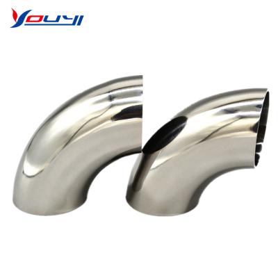 China Pipe lines connect 90 degree polished stainless steel ss304/304L 316L bend pipe sanitary fitting elbow along radius butt weld for sale