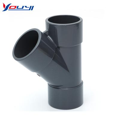 China Pipe Lines Connect Y Type Equal Plastic Tee Fittings UPVC/PVC Factory Supply Pipe Tee Plastic Pipe for sale