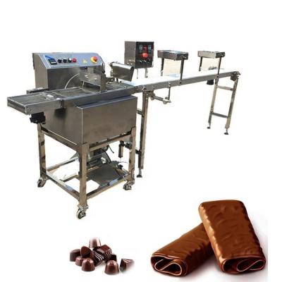 China Automatic Mini Chocolate Covering Machine Small Commercial Catering Chocolate Enrobing Line With Cooling Tunnel for sale