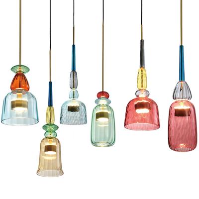 China Nordic Industrial Vintage Pendant Lamp Colorful Glass Pendant Light For Kitchen Decoration for sale