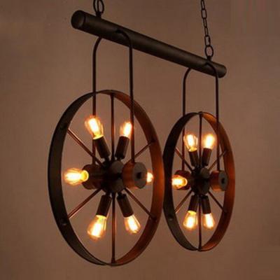 China Restaurant/bar/living room room/bedroom/study/industrial retro warehouse wheel pendant lamp chandelier cafe/vintage iron loft for sale