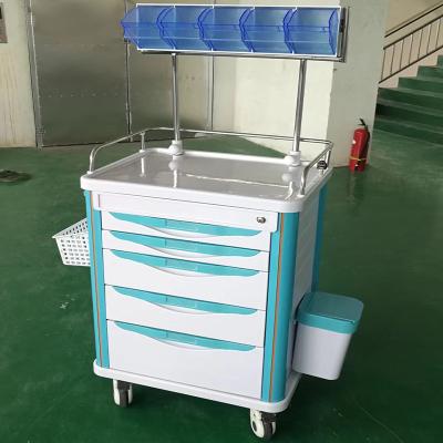 China Factory Price Easy Clean Nursing Medical Trolley Trolley With Drawers ABS Hospital Trolley With Anesthesia Trolley Workstation for sale