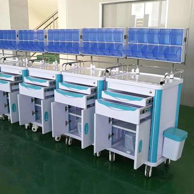 China Crash Medical Trolley Emergency Trolley Good Quality ABS Easy Clean Nursing Medical Trolley With Drawers For Hospital Clinic Use for sale