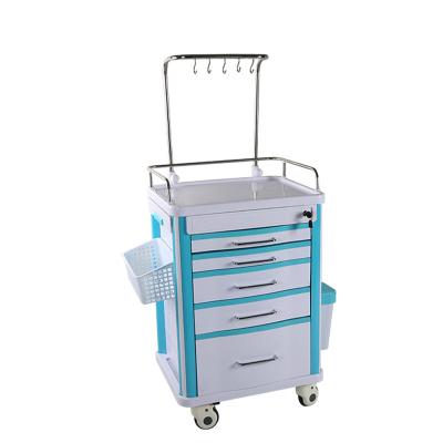 China Factory Price ABS Medical Trolley Emergency Plastic Trolley Medical Crash Trolley With Drawers For Infusion for sale