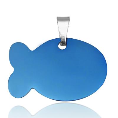 China Factory Supply Custom JEWELED Engraved Logo Stainless Steel Pet ID Tag Dog Name Fish Shape Tag for sale