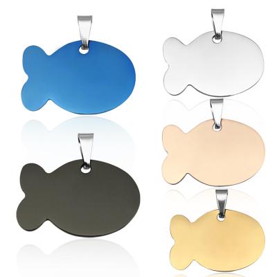 China Cheap Price JEWELED Engraved Fish Shape Stainless Steel Pet ID Tag For Cat Dogs for sale