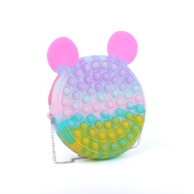 China Eco-Friendly Material Wholesale Noise Pusher Handbag Push Bubble Noise Pusher Toys Totes Shoulder Sling Mini Bag For Kids Relieve Stress Toy for sale