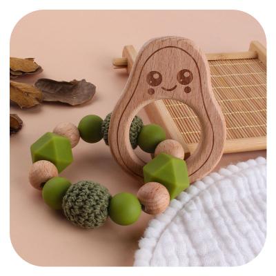 China Wooden Toy Food Grade Silicone Big Elephant Baby Soft Pendant Bracelet Teething Toys 5Colors for sale