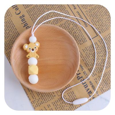 China Soft Creative Wooden Beaded Wooden Beaded Teether Necklace Rabbit Hook Stick Baby Toy Molar Teether Necklace for sale