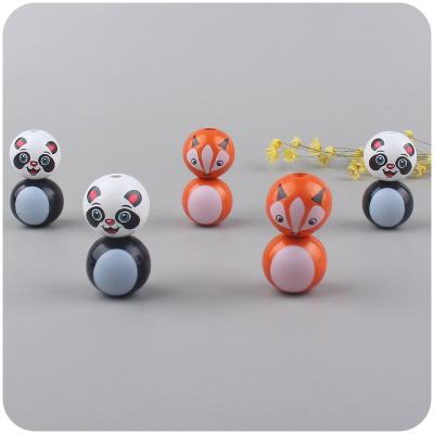 China Eco-friendly Wooden Baby Stuff Children Kids Fox Panda Cartoon Teething Pacifier Accessories DIY Items Toy for sale