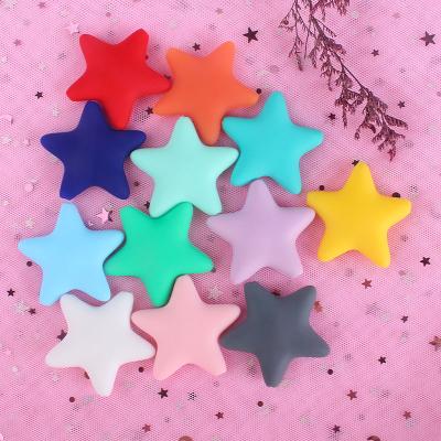 China BPA Safe Soft Soft Silicone Star Free Teether Beads For DIY Baby Pacifier Clip Chain Rattle Toy for sale