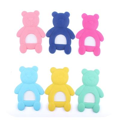 China Toy Cute Animal Safety Teething Soft Toy Silicone Teddy Bear Teether for sale