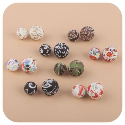 China Safe Wholesale Round Silicone Bead Christmas BPA Free For Baby DIY Teething Charm Nursing Bead for sale