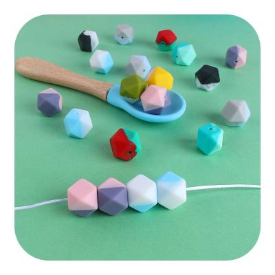 China Mixed Hexagon Beads Soft Color Silicone Loose Silicone Teething Safe Double Bead BPA FREE Pacifier Products for sale