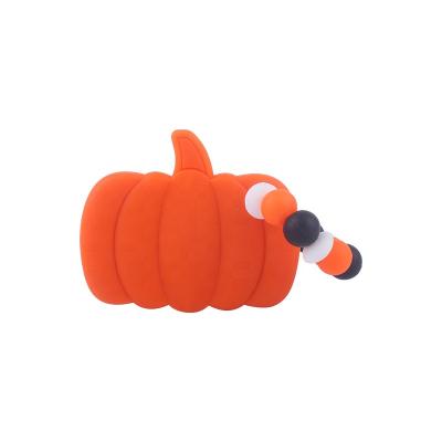 China Toy Hot Sale Baby Soft Soft Toys Soothing Pain Baby Teether Teething Pacifier Clip Chain Pumpkin Silicone Beads With Strap for sale