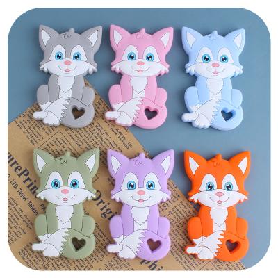 China 100%food grade silicone Teether baby pendant animal toys bpa custom baby wholesale fox silicone teether for sale