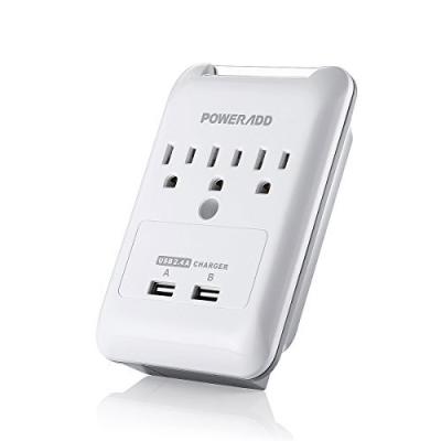 China UL Listed Smart USB Wall Socket 2 Port Travel Power Strip 3 Outlet with LED Indicator for sale