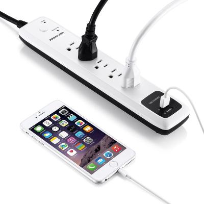 China 5- Outlet Surge Protector Electrical Power Strip 6ft Cord with Dual Smart USB Ports for TV , Laptop for sale