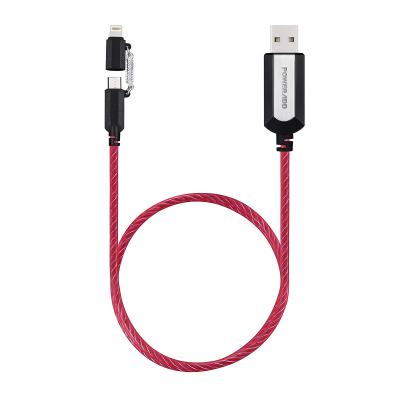 China Fluorescent USB Cable 2 in 1 Lightning Charger Cable for Iphone and Android for sale