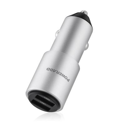 China Quick Charge USB Car Charger, 24W/5A 2-Port Smart USB Charger Aluminum Alloy for sale